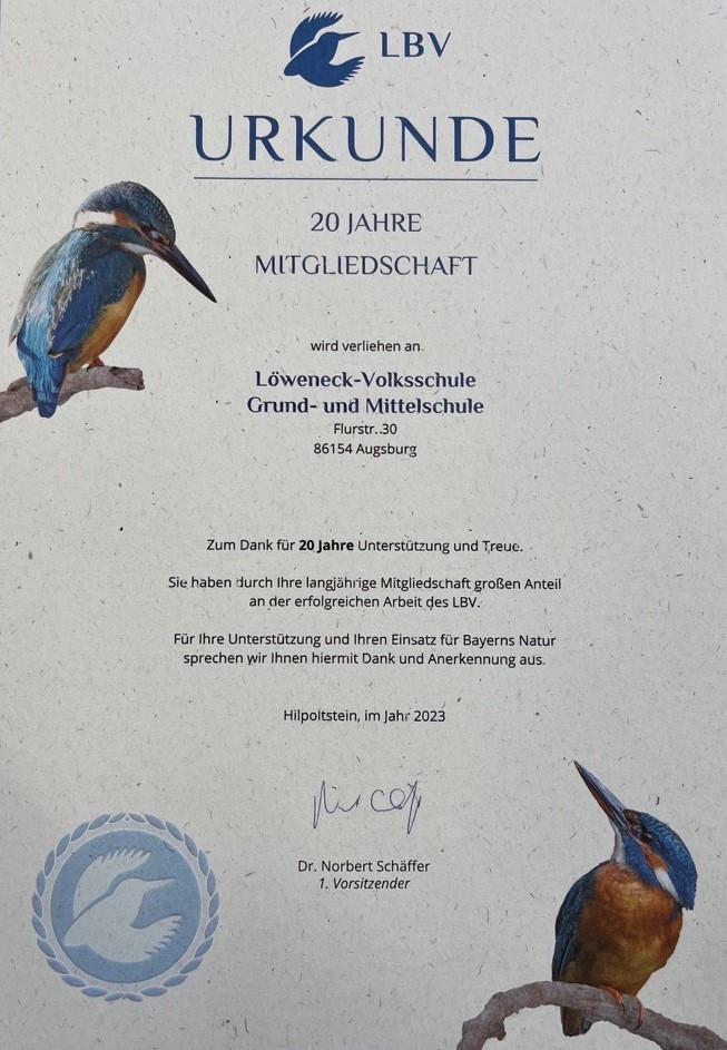 Löweneckschule unterstützt Landesbund für Vogelschutz